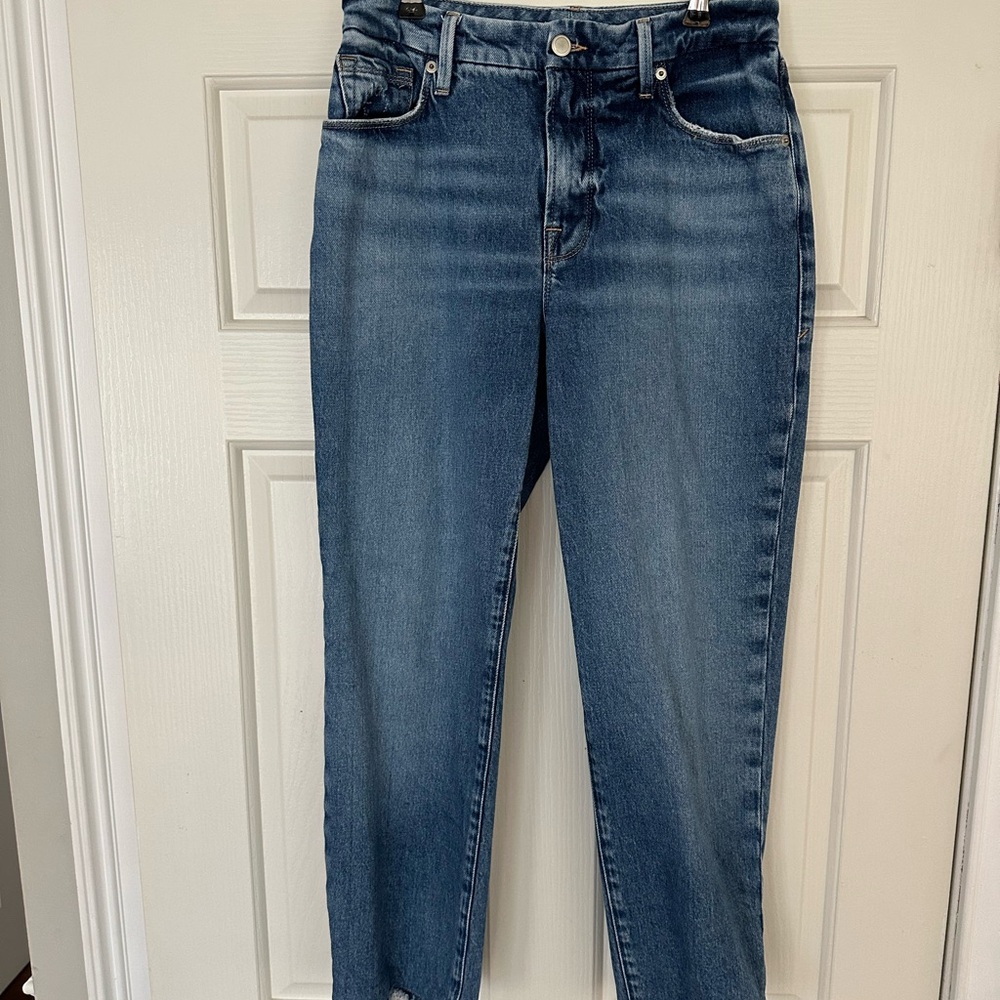 Good American Straight Leg Blue Jeans